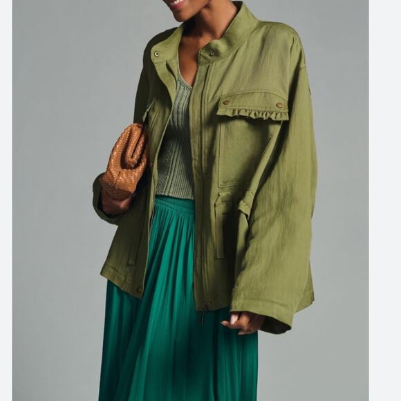 By Anthropologie Oversized Utility Jacket Moss - Picture 15 of 15